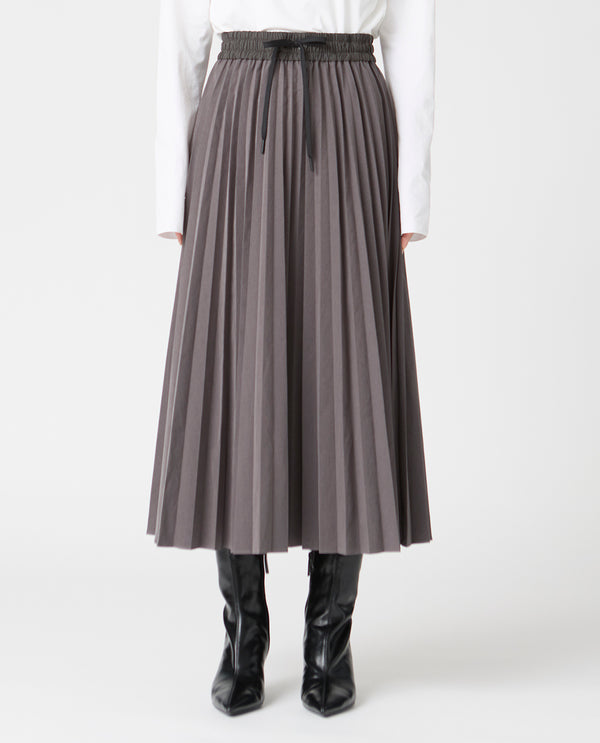 1027_L ヴィンテージストレッチ プリーツスカート (マグネットグレー)