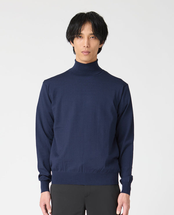 448_QX ANNUAL×K-3Bダブルネーム タートルネックセーター (ネイビー)