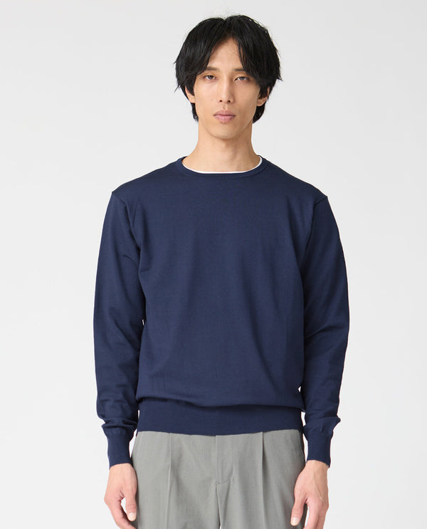 447_QX ANNUAL×K-3Bダブルネーム クルーネックセーター (ネイビー)