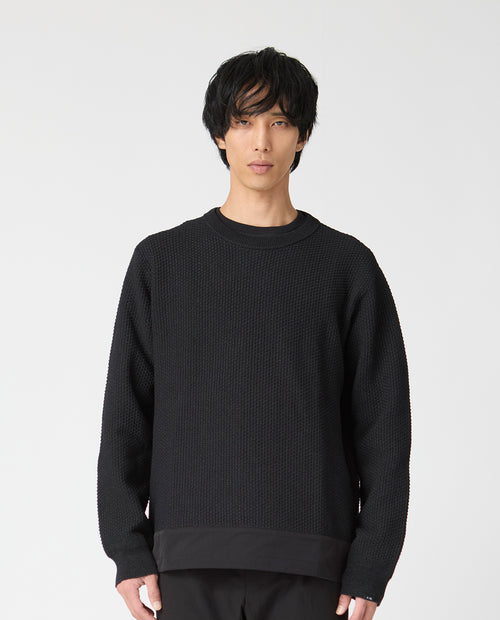 0_350_K 和紙糸リンクス柄ジャカードセーター (ブラック)