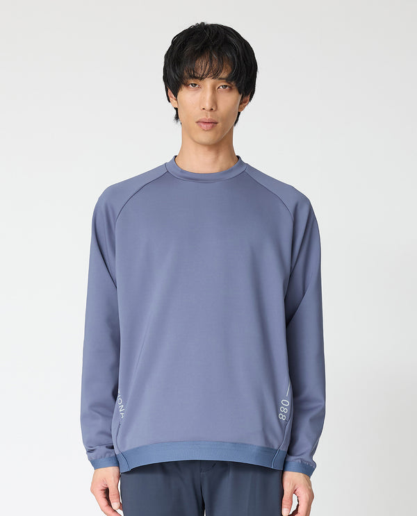 088_D ”2Dダンボールニット”クルーネック (スモーキーブルー)