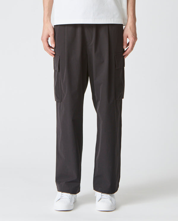 186_L ヴィンテージストレッチ ワイドカーゴパンツ (ブラック)