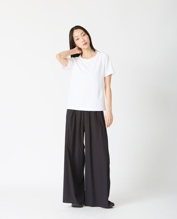 1017_NZ カッタブル異素材コンビ フレアパンツ (ブラック)