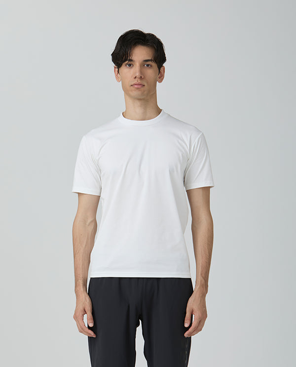 035_WW  シルケットクルーネック スリムフィットTシャツ (スノーホワイト)