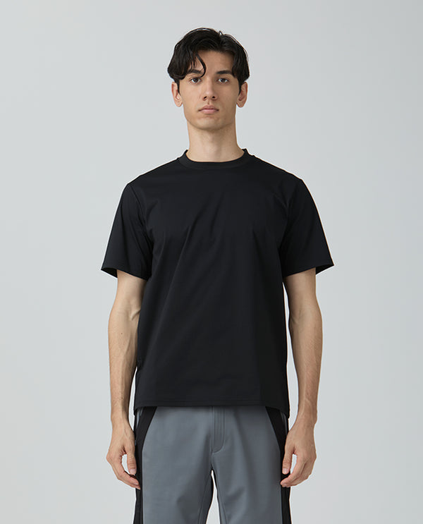 037_WW シルケットクルーネック ベーシックTシャツ (ブラック)