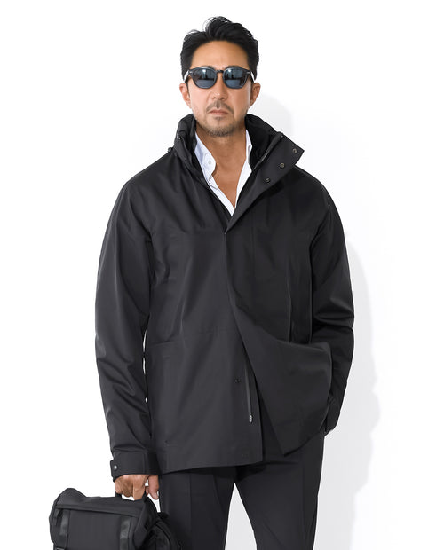 763_M3L アーバンレインシェル スタンドフィールドコート (ブラック)