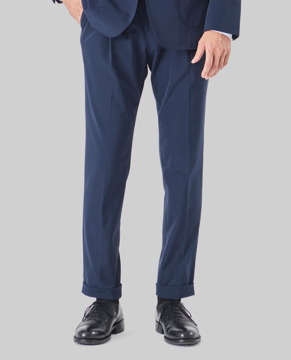 179_X（布帛） RICH NYLON JAPAN MADE ドレスパンツ (ネイビー)