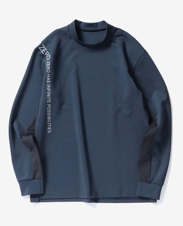 Carbon Navy x Black ■0_304_DG 2D Cardboard Knit Long Sleeve Mock Neck (Graphic)