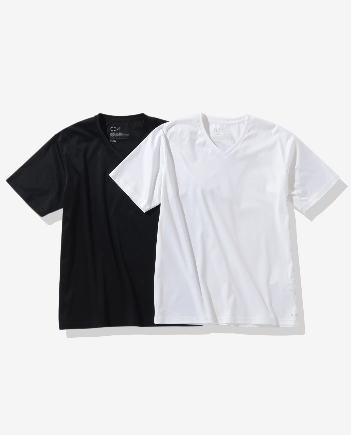 ■ホワイト 034_W スムースコットンVネックTシャツ