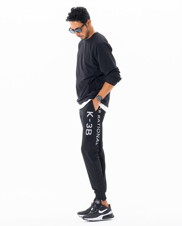 Black x White 115_G Recycled Yarn Mesh Graphic Jogger Pants