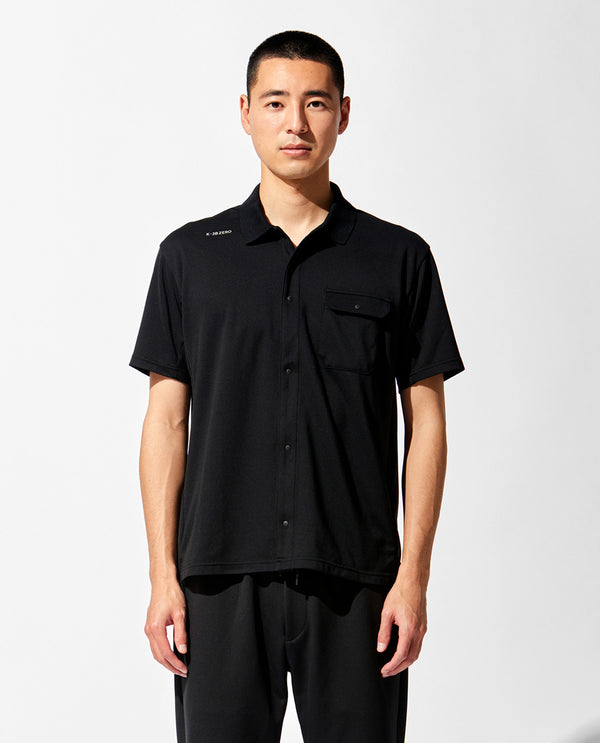 【SALE!】■ブラック 0_051_E オープンフロントポロシャツ